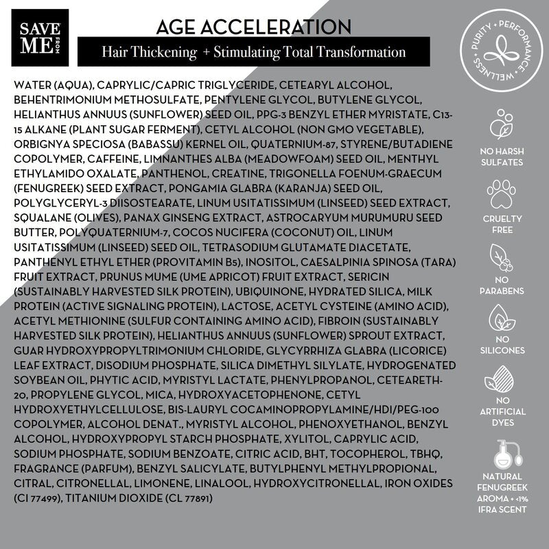 save me from age acceleration hair repair treatment ingredients